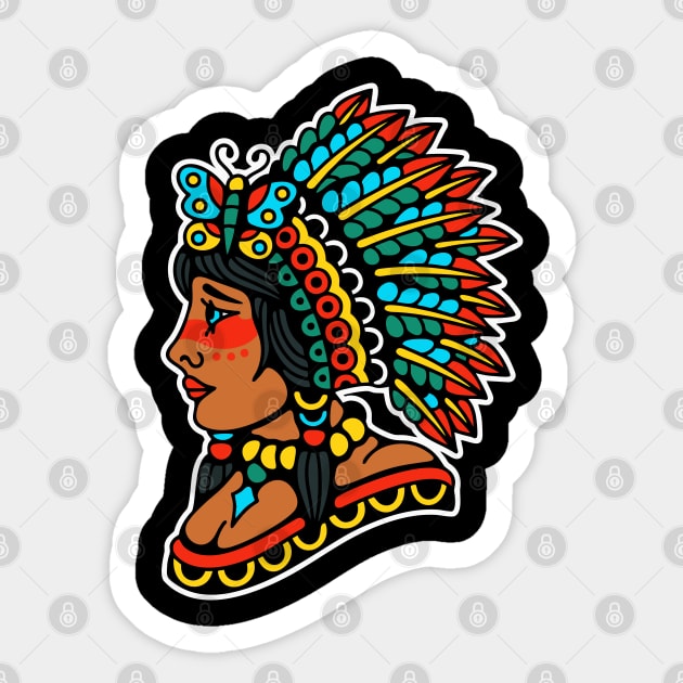 Native American and butterfly Sticker by Bojes Art